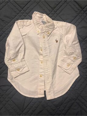 Ralph Lauren White Button-Down Shirt - size 9 months
